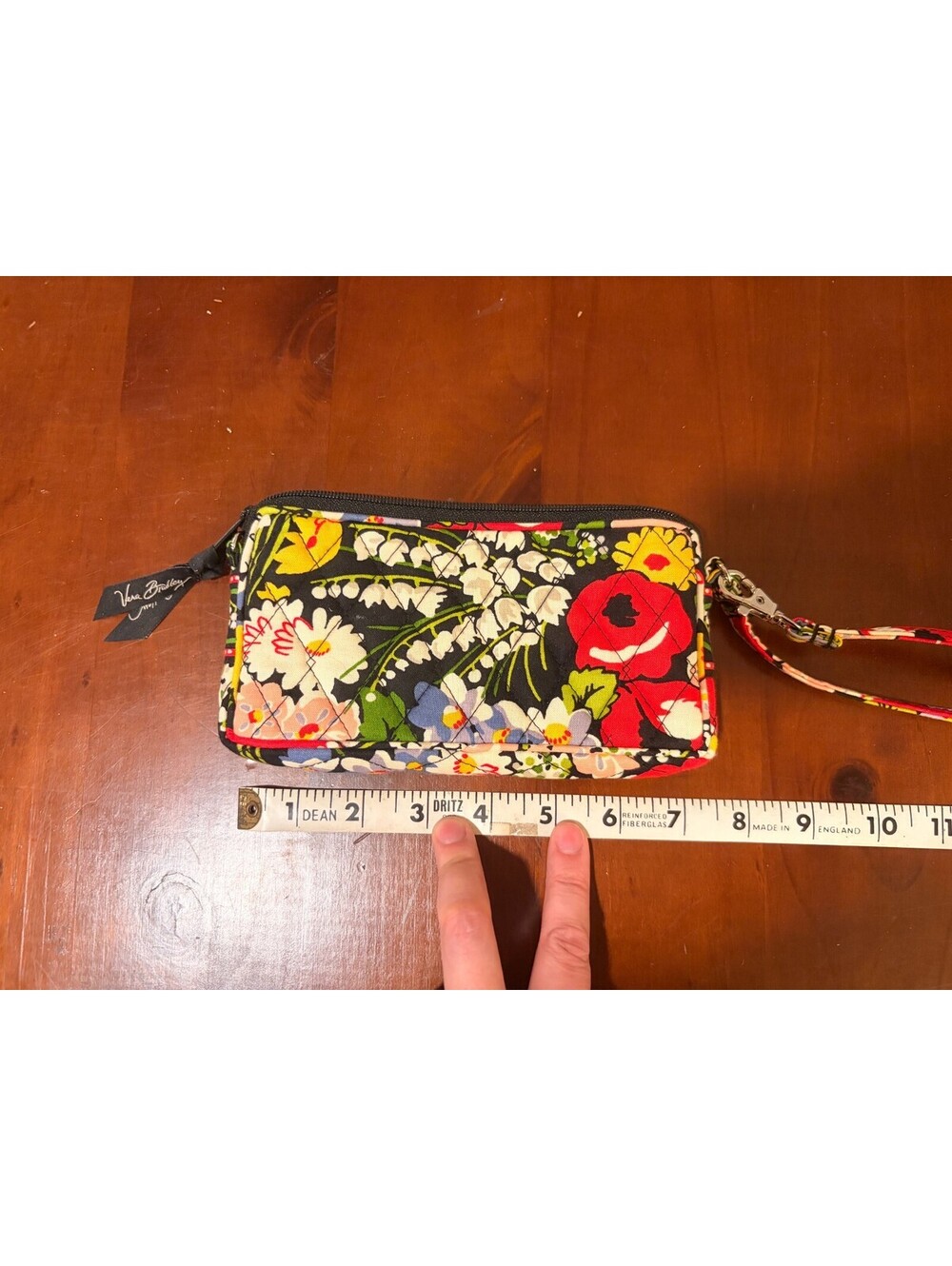 Vera Bradley Zip-Around Wristlet Wallet, Black Floral Quilted Pattern